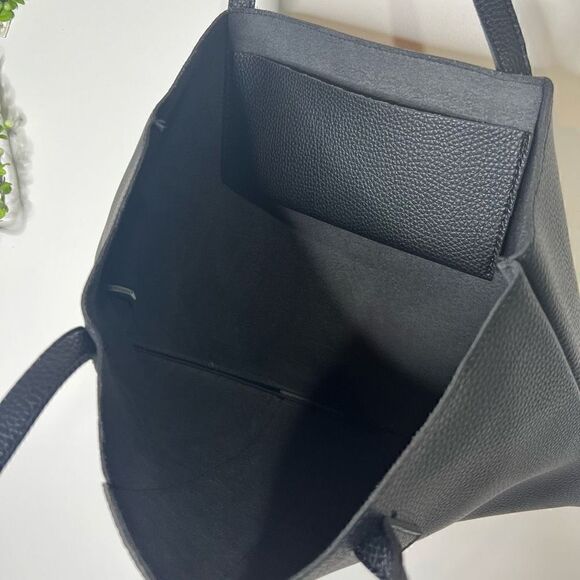 Vince Camuto Vegan Leather Black Gray Stripe Tote Bag New! - Picture 6 of 7